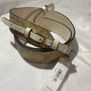 NWT Coach Strap in Signature Coated Canvas, leather trim, gold tone hardware